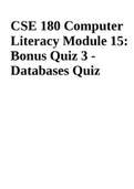 CSE 180 Computer Literacy Module 15: Bonus Quiz 3 - Databases Quiz