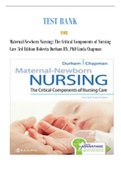 Test Bank for Maternal-Newborn Nursing: The Critical Components of Nursing Care, 3rd Edition, Roberta Durham, Linda Chapman Chapter 1-19|Complete Guide A+