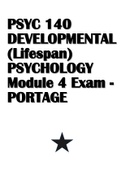 PSYC 140 DEVELOPMENTAL (Lifespan) PSYCHOLOGY Module 4 Exam - PORTAGE LEARNING