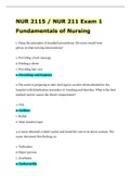 NUR 2115 / NUR 211 Exam 1 Fundamentals of Nursing 
