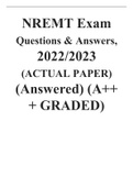 NREMT Exam Questions & Answers (2022-2023) (ACTUAL PAPER)(Answered)(A+++ GRADED) 