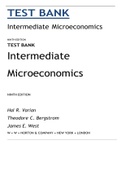 TEST BANK Intermediate Microeconomics NINTH EDITION Hal R. Varian Theodore C. Bergstrom James E. West (Verified Solutions)