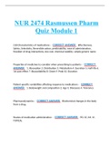 NUR2474 / NUR 2474 Quiz Module 1: Pharmacology for Professional Nursing - Rasmussen