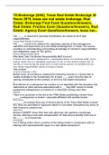 TX-Brokerage (SAE), Texas Real Estate Brokerage 30 Hours 2019, texas sae real estate brokerage, Real Estate: Brokerage Final Exam Questions/Answers, Real Estate: Practice Exam (Questions/Answers), Real Estate: Agency Exam Questions/Answers, texas sae...