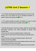 LETRS Unit 2 Session 1.  Questions Verified With 100% Correct Answers