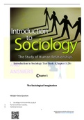 Introduction to Sociology Test Bank (Chapter 1-20) Chapter 1 The Sociological Imagination
