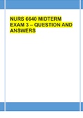 NURS 6640 MIDTERM EXAM 3 – QUESTION AND ANSWERS. VERIFIED BY EXPERT TUTOR