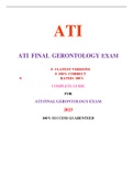 ATI FINAL GERONTOLOGY EXAM  	3 LATEST VERSIONS 	100% CORRECT 	RATED: 100% COMPLETE GUIDE FOR ATI FINAL GERONTOLOGY EXAM 2023 100% SUCCESS GUARENTEED